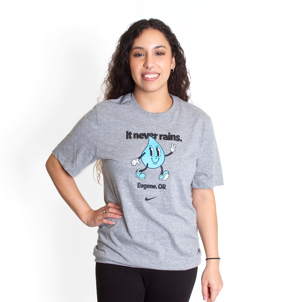 Student Athlete, Grey, Crew Neck, Cotton, Men, Unisex, Football, Ducks of a Feather, Never Rains in Eugene, T-Shirt, 757846